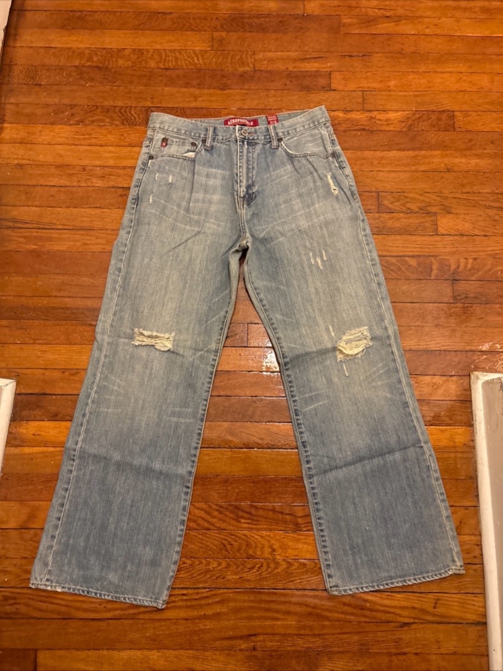 Men’s vintage Aeropostale Light Blue Distressed bootcut Jeans size 32/30